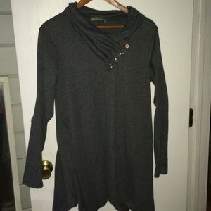 Cowl Neck Asymmetrical Hemline Flowy Tunic Top